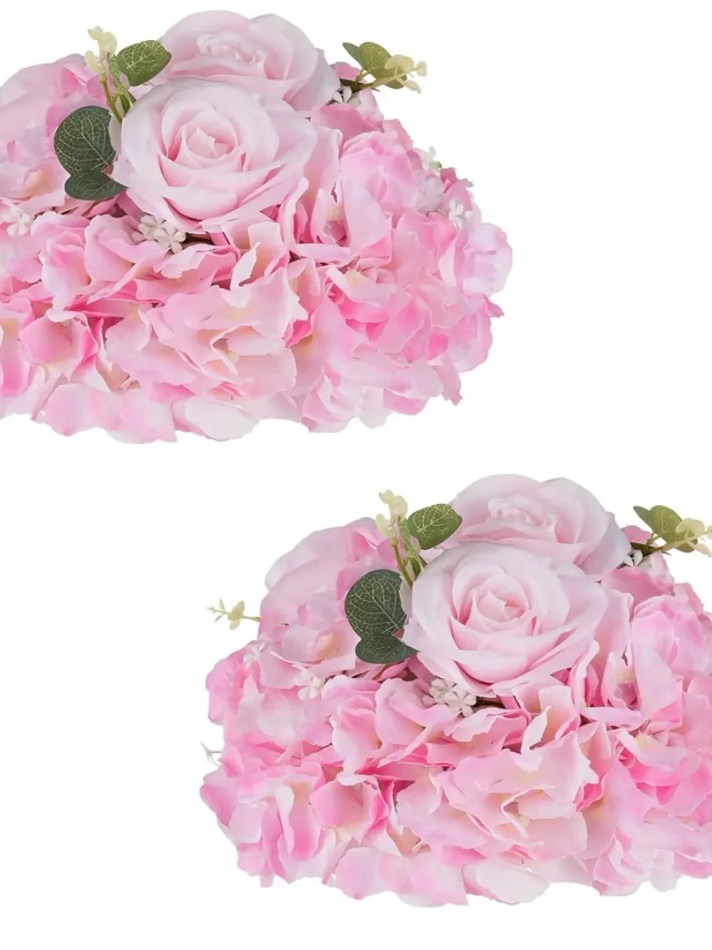 Pink Artificial Rose and Hydrangea Floral Arrangement - Pack of 2